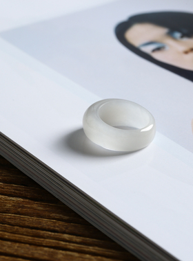 16号戒指 和田玉烟紫馒头款指环 X36