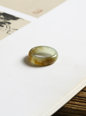 糖黄玉直切宽条扳指和田玉