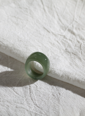 16号戒指 和田玉晴水馒头款指环 7014