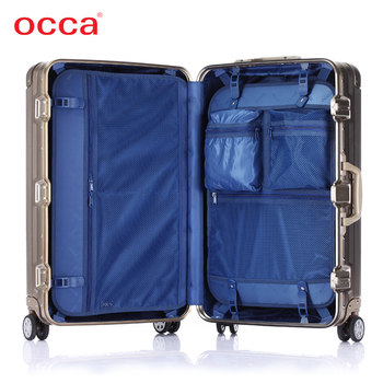 occa ໃຫມ່ titanium ຄໍາ aluminium magnesium alloy trolley case metal suitcase universal wheel business fashion luggage password