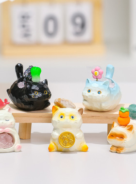 创意潮玩猫猫PAI水晶盲盒可爱萌宠好寓意装饰办公室桌面摆件