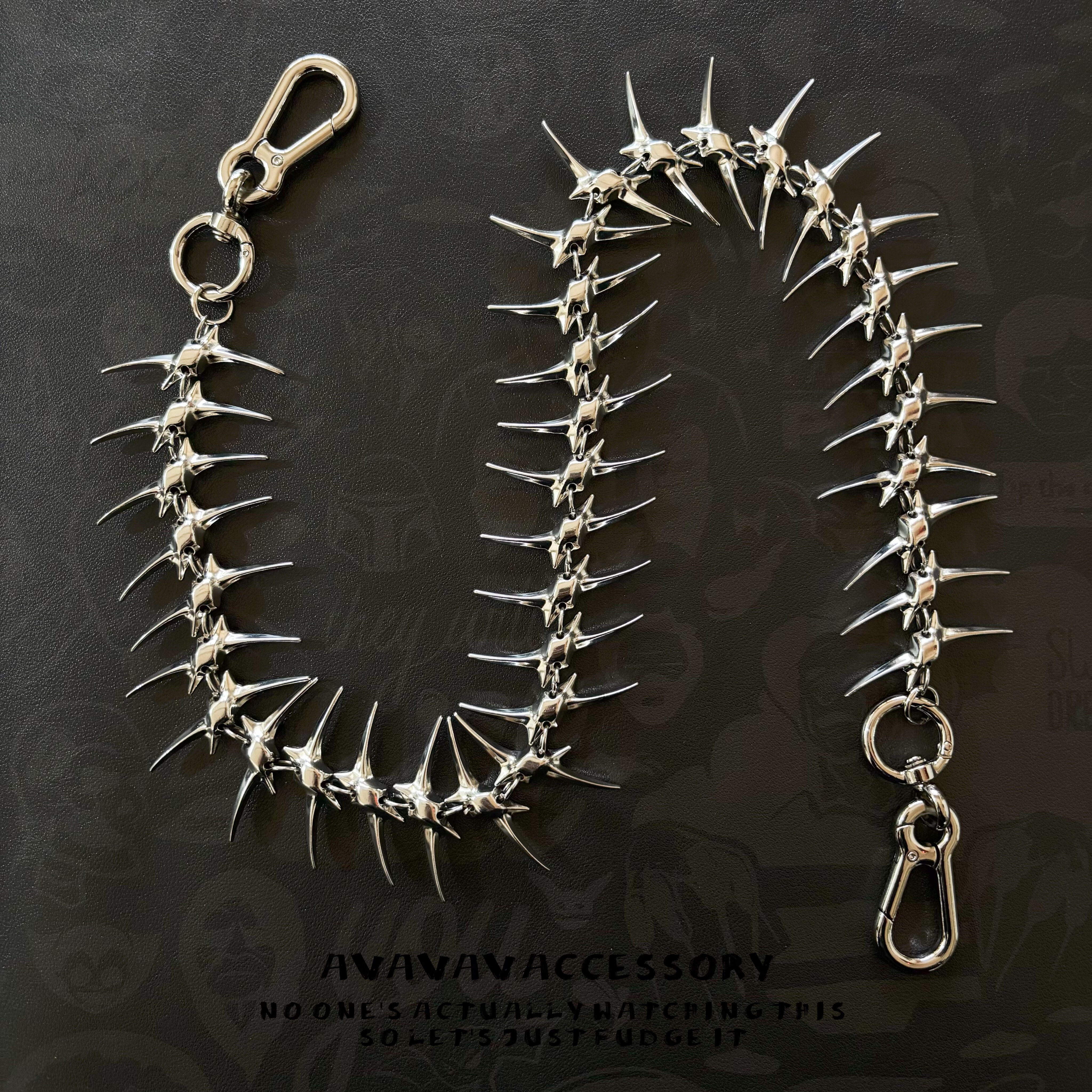 AVAVAVA high street dark fishbone jeans waist chain hip-hop punk men and women same style pants chain bag hanging chain