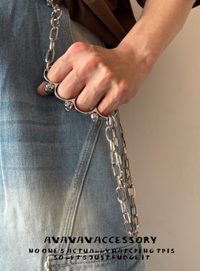 AVAVAVA 朋克哥特风可拆卸指虎腰链裤链朋克摇滚嘻哈街头潮流腰链