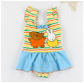 ສົ່ງອອກໄປຍີ່ປຸ່ນ, ເດັກຍິງ Princess baby miffy Miffy rabbit ເປັນມິດກັບສິ່ງແວດລ້ອມ 0 formaldehyde zipper one-piece swimsuit dress