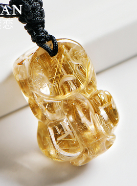 巴西金发晶貔貅钛晶吊坠猫眼顺发