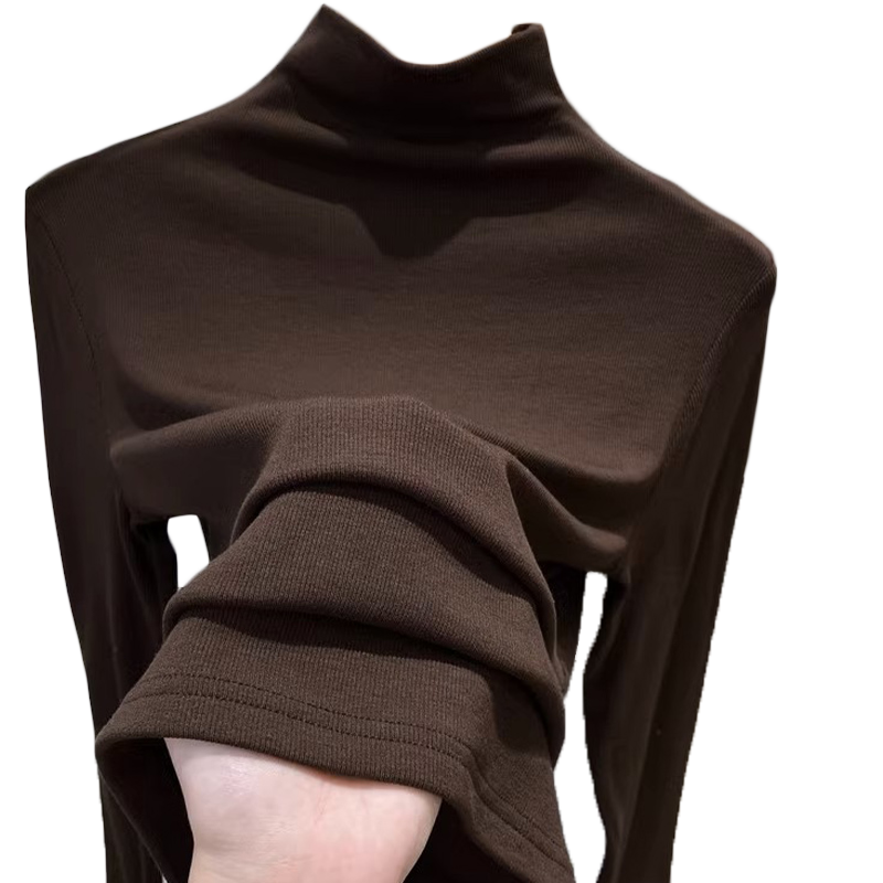 半高领长袖T恤女内搭2024新款秋冬季韩系chic修身显瘦打底衫上衣