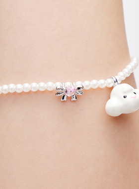 FWISH飞未夕 PAWty系列爱心泰迪珍珠蝴蝶结手链女节日礼物