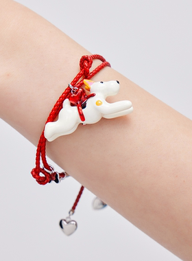 FWISH925银红色编织皮绳手链