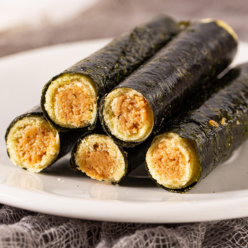 海狸先生肉松海苔卷罐装100gx1罐紫菜夹心脆儿童孕妇零食海苔