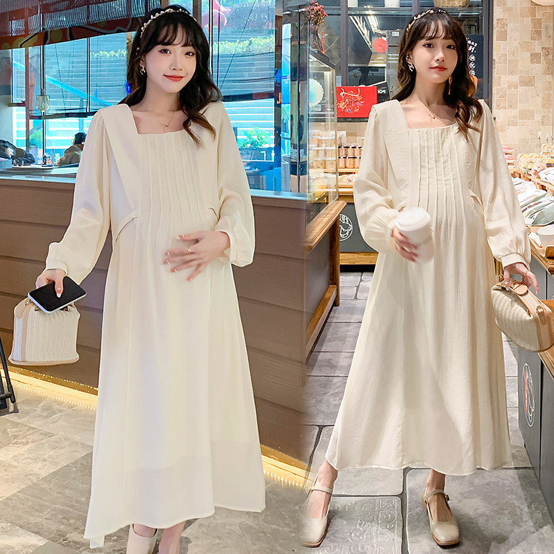 孕妇春装连衣裙潮妈时尚系带裙子 乔月连衣裙