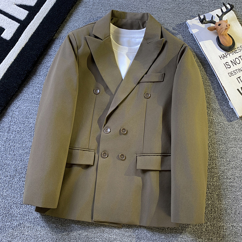 秋季韩版修身双排扣西服外套男士商务休闲小西装男生潮流单西便服,淘宝优惠券,粉丝福利购,淘宝优惠卷