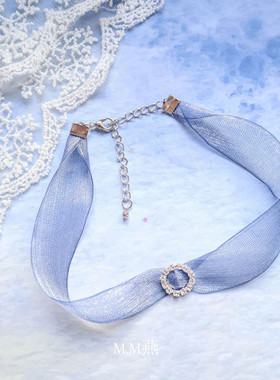 choker东大门同款闪亮蓝色锁骨链