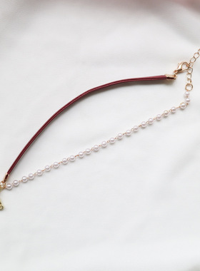 雪花绒带樱桃立体气质甜美女颈链