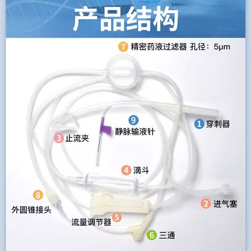 东贝医疗一次性使用精密过滤输液器 带针5.5/6/7号打吊瓶点滴输液 - 图1