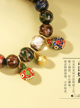 雍老秦同款香灰琉璃手串吞金兽水晶手链轻奢小众精致本命年男女款