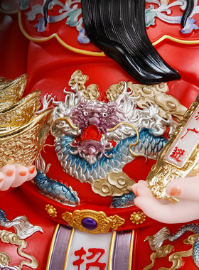 汉白玉彩绘财神爷供奉神像家用