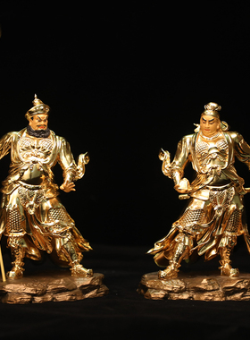 台湾铜贴金关公神像摆件客厅供奉