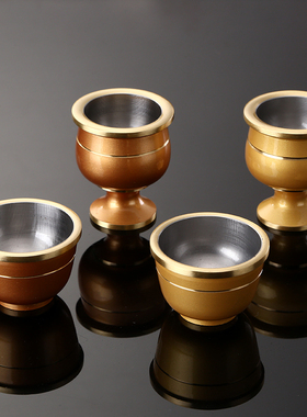 纯铜关公家用小号素面供水杯