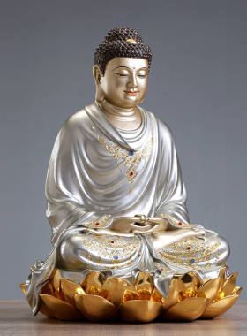 台湾掐丝银彩释迦牟尼佛佛像摆件