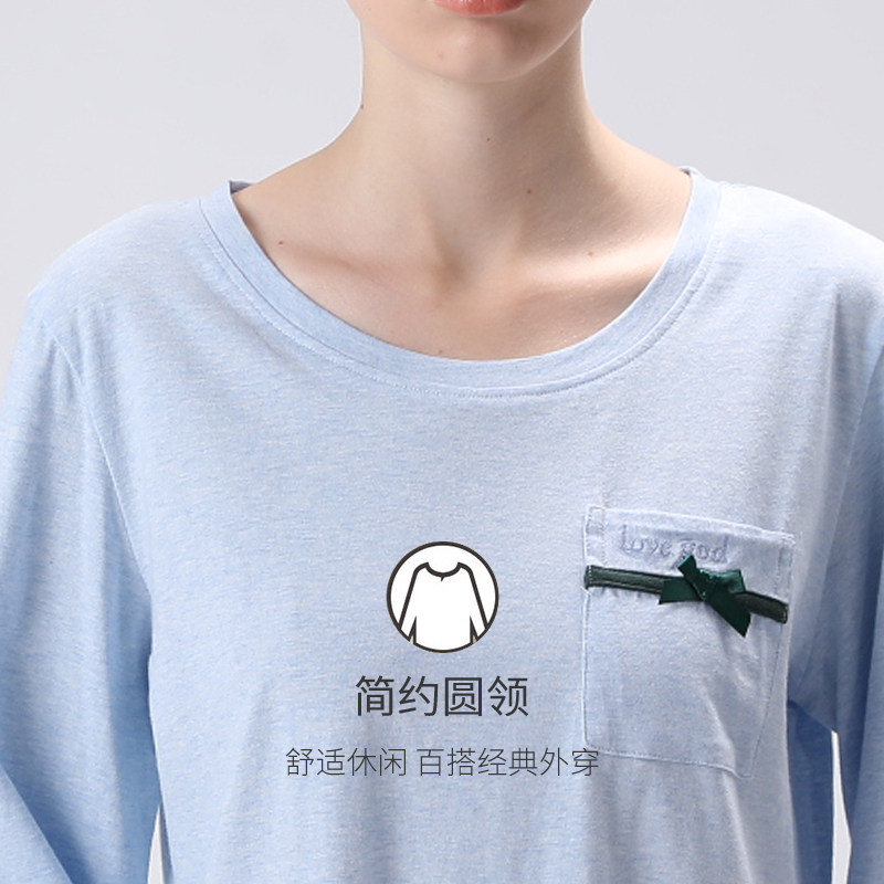 爱帝纯棉套头中袖透气宽松女睡衣 爱帝睡衣/家居服套装
