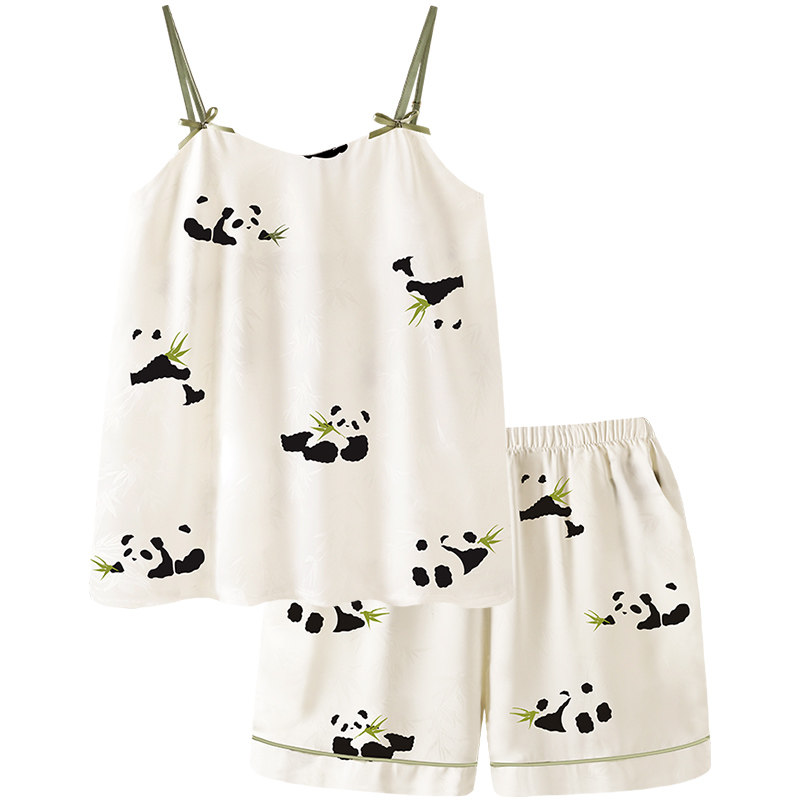 pinksea夏2023年新款冰丝吊带睡衣 pinksea内衣睡衣/家居服套装