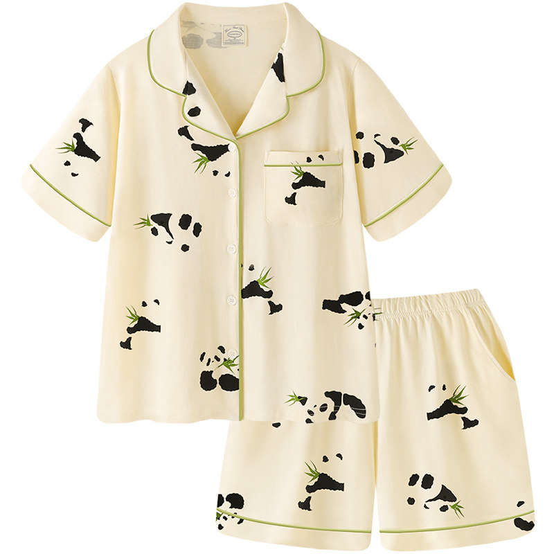 情侣夏季纯棉短袖短裤套装可爱睡衣 pinksea内衣睡衣/家居服套装