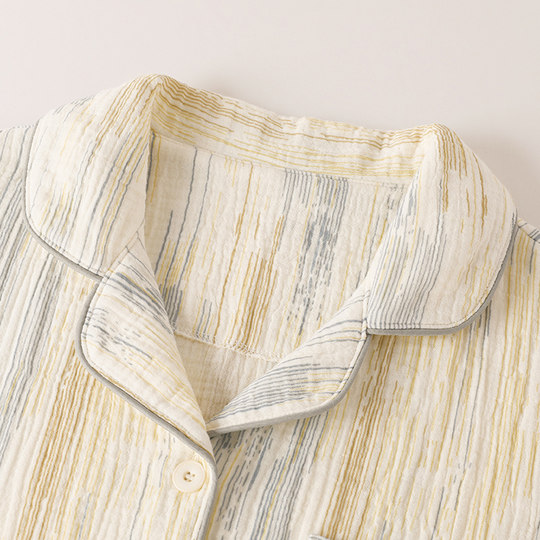 Couple pajamas women's summer pure cotton gauze short-sleeved suit