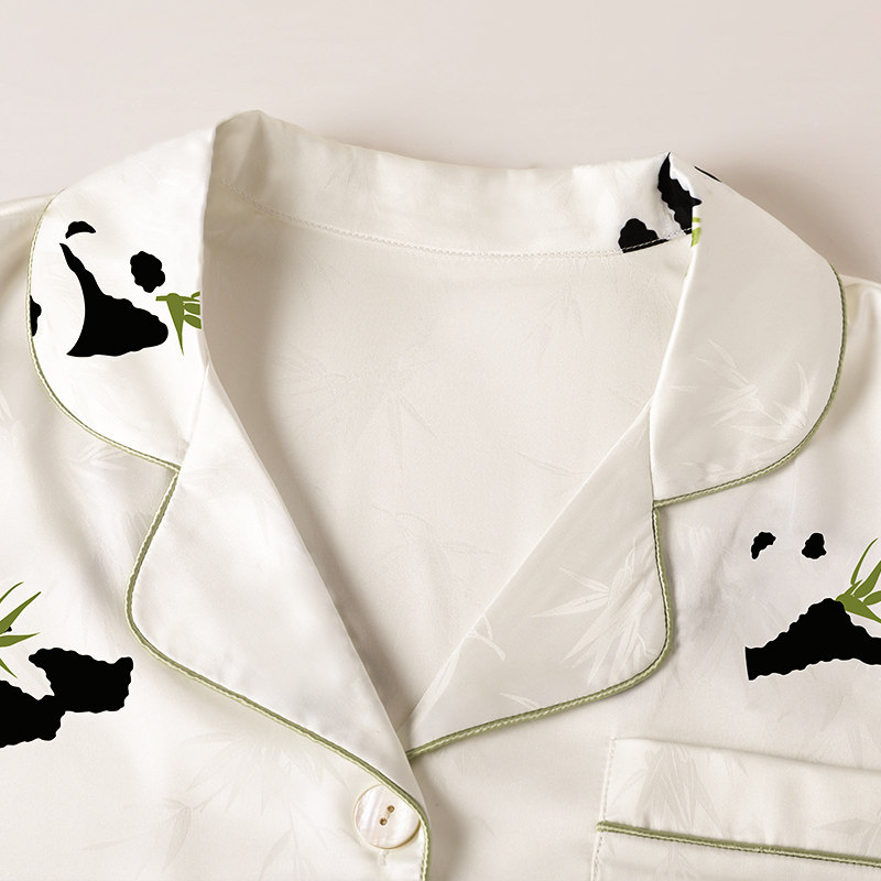 情侣夏季新款冰丝短袖长裤高级睡衣 pinksea内衣睡衣/家居服套装