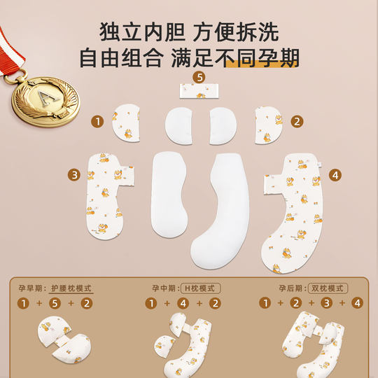 Haozimeng Pregnancy Pillow Waist Support Side Sleeping Pillow Belly Support Pure Cotton