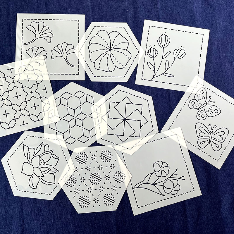 12x12cm刺子绣图案模板茶席模板可重复使用手工拓图刺绣图案模版 - 图0