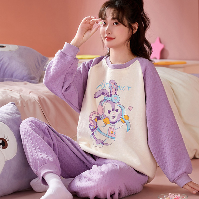 库洛米加厚空气棉少女睡衣长袖薄夹棉卡通秋冬甜美女士大码家居服,淘宝优惠券,粉丝福利购,淘宝优惠卷