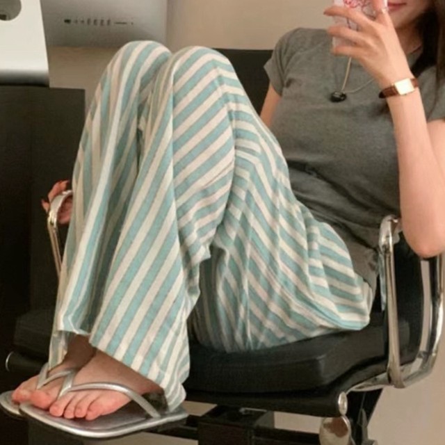 Going out cotton and linen mint fashion girls Korean style pajama pants summer trousers walking pants couples casual large size home pants Going out cotton and linen mint fashion girls Korean style pajama pants summer trousers walking pants couples casual large size home pants