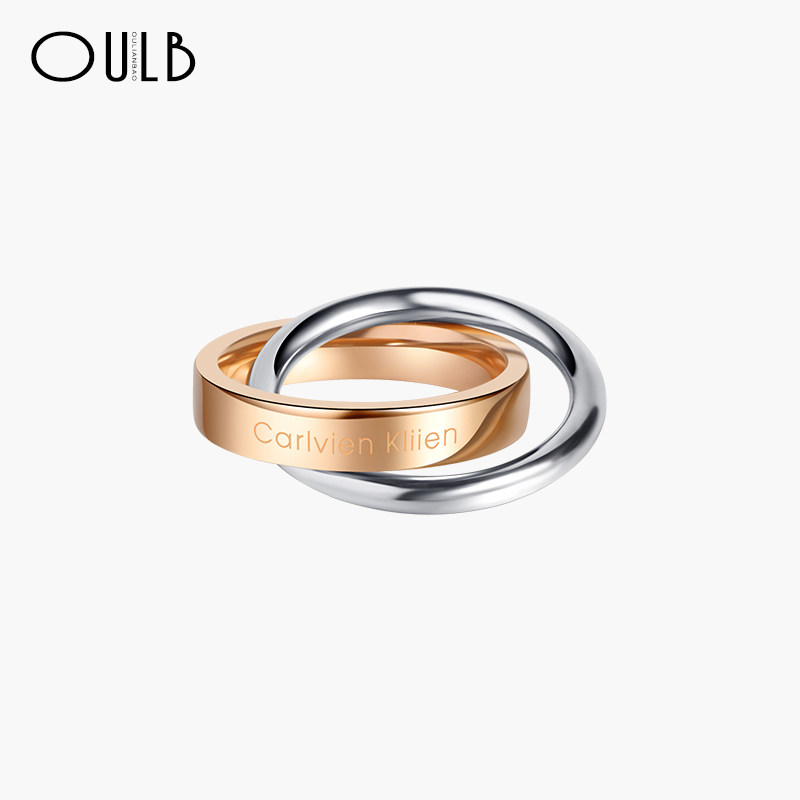 官方正品ck双环男女情侣款双色对戒 欧莲宝戒指/指环