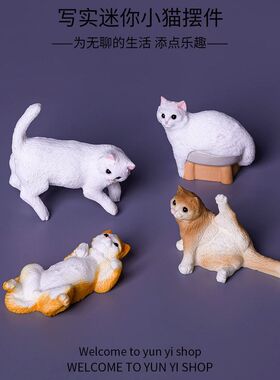 微景观写实小猫 创意树脂摆件卡通可爱小猫 办公室车载桌面小摆件