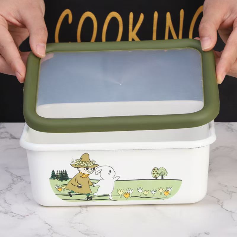 New enamel square storage box fresh-keeping box refrigerator freezer fresh-keeping container color box lunch box fruit box hot