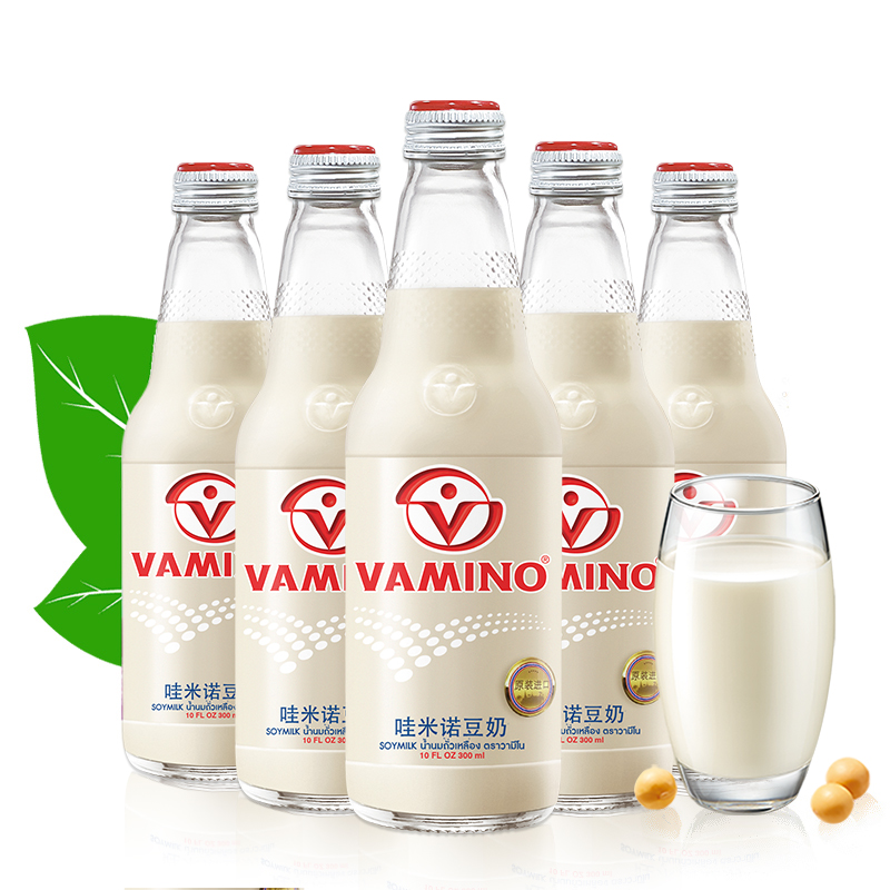 VAMINO泰国哇米诺原味进口豆奶植物奶饮料玻璃瓶早餐咖啡豆奶专用 - 图3