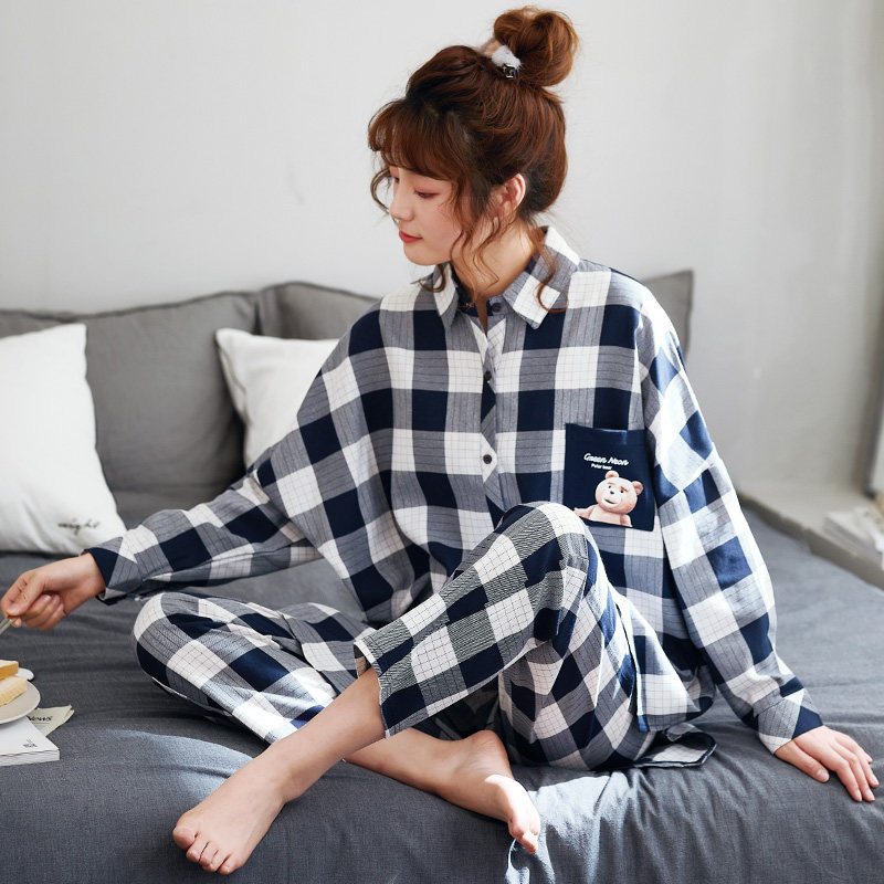 春秋款纯棉长袖韩版宽松可出门睡衣 jeeyuntoo吉运兔睡衣/家居服套装