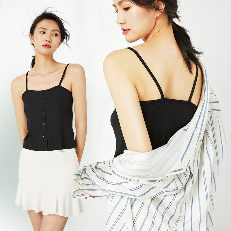 黛露菲旗舰店针织吊带背心女夏外穿潮性感上衣内搭百搭紧身黑色大码无袖打底衫1