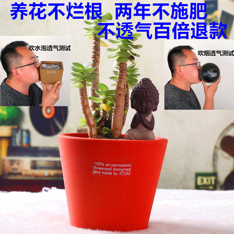 老盆友1613透气大花盆xtou会呼吸的创意多孔陶瓷爆款兰花老桩红陶 - 图0