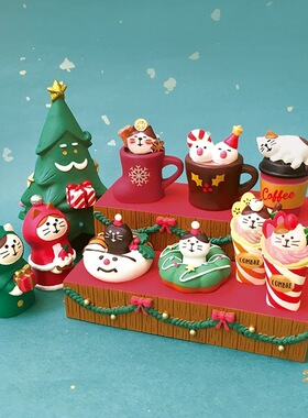 树下盒猫咪圣诞节平安夜小摆件