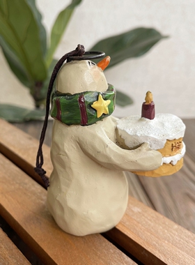 树下盒 外贸老货复古做旧圣诞雪人生日蛋糕氛围挂件装饰挂饰摆件