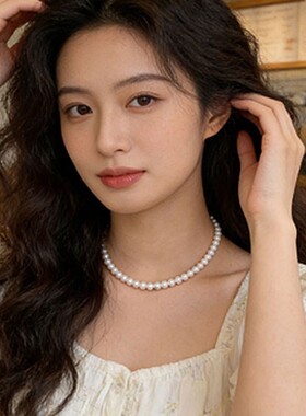 珍珠项链女轻奢小众高级感春夏圆润珍珠旗袍配饰锁骨链高级不掉色