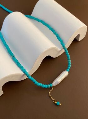 欧美跨境饰品 田园夏季串珠短款锁骨链 甜美简约度假风米珠项链