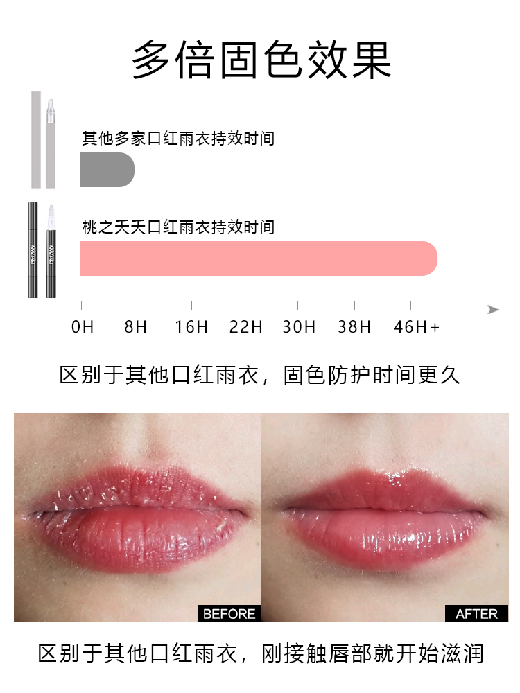 桃之夭夭旗舰店桃之夭夭口红雨衣不掉色不沾杯持久正品防水不脱色定妆神器李佳琦1