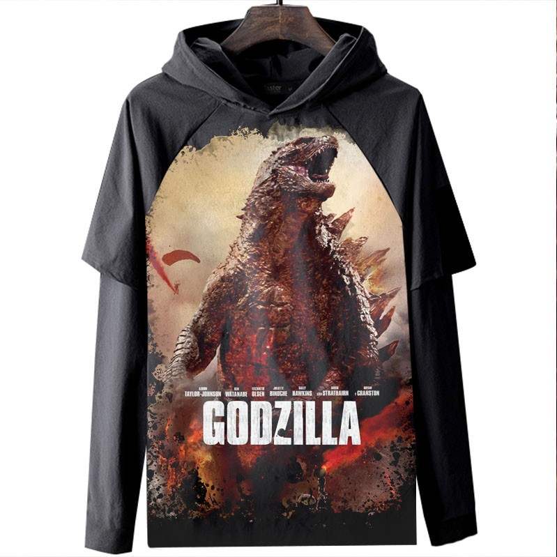 Godzilla哥斯拉长袖T恤衣服数码印花3D欧美服装大码-图1