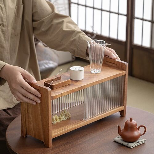 实木胡桃木桌面多层茶杯架子小型茶具置物架摆件收纳架台式博古架 - 图1