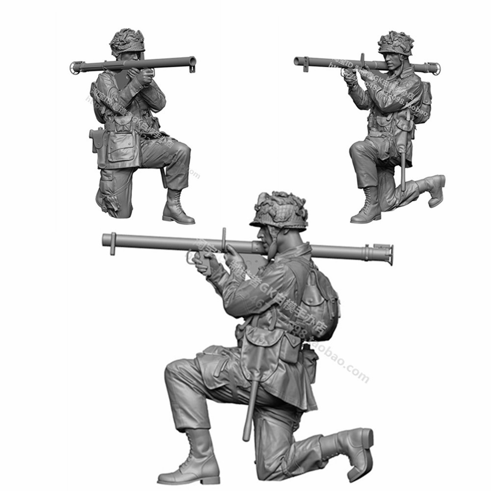 1/35二战人物模型美军巴祖卡火箭筒炮手陆军兵人摆件GK白模手办94 - 图0