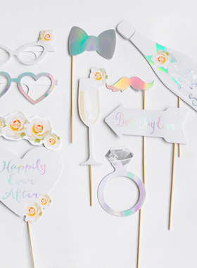 婚礼订婚单身派对拍照道具烫金Bride to be准新娘摄影装饰用品