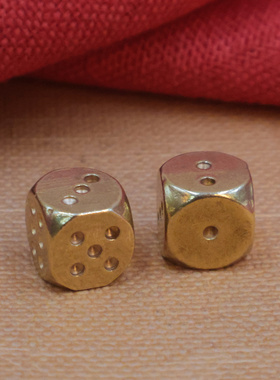 实心黄铜骰子纯铜金属点数色子手工打磨酒吧用品创意个性麻将筛子