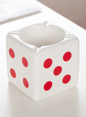 亚马逊TEMU希音爆款热卖创意陶瓷烟灰缸骰子造型收纳家居摆件